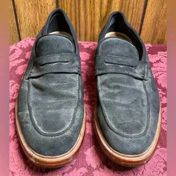 Men ASTON GREY Black Suede Leather Slip On Loafer Shoes Sz 10 main image 9
